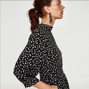 ZARA polka dot dress with button detail